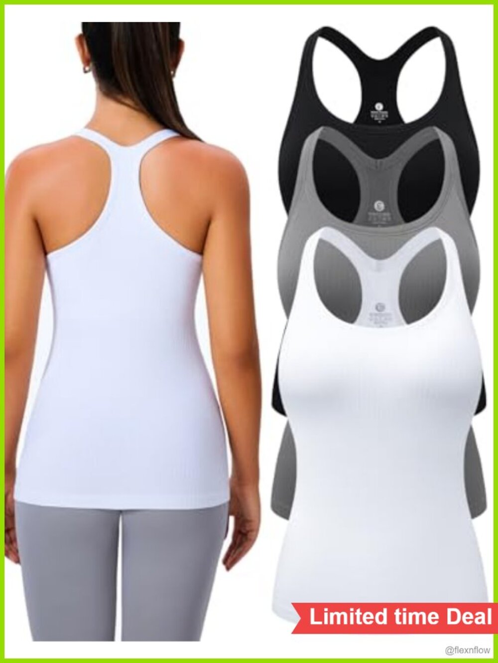 Women's Active Tank Top with Built in Removable Bra Racerback Sleeveless Yoga